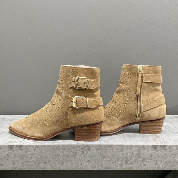 Zara Suede Gold Studded Ankle Boots/Booties Size 36 US 6 - Picture 8 of 16